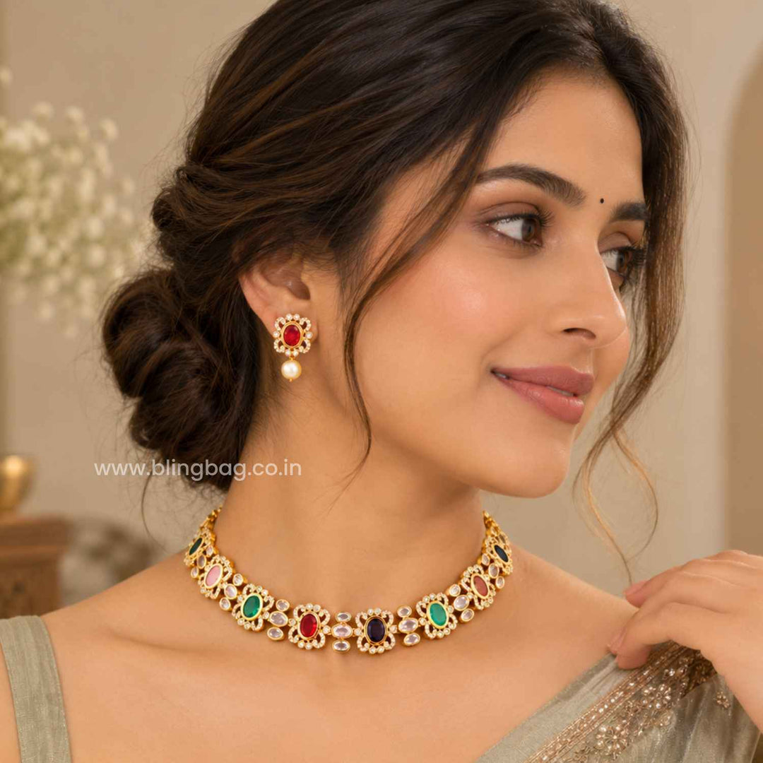 Multicolor Mrunali Antique Jewellery Set- New Arrival