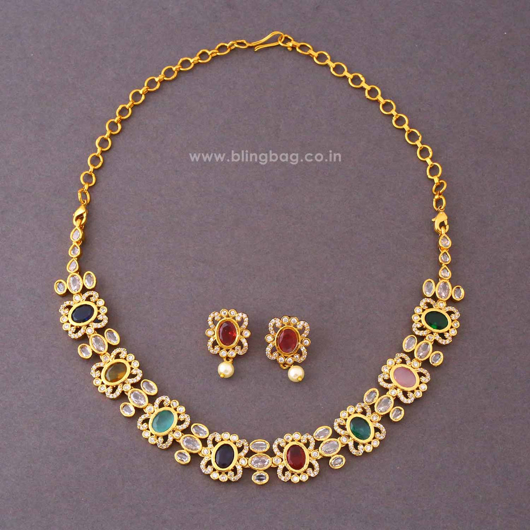 Multicolor Mrunali Antique Jewellery Set- New Arrival