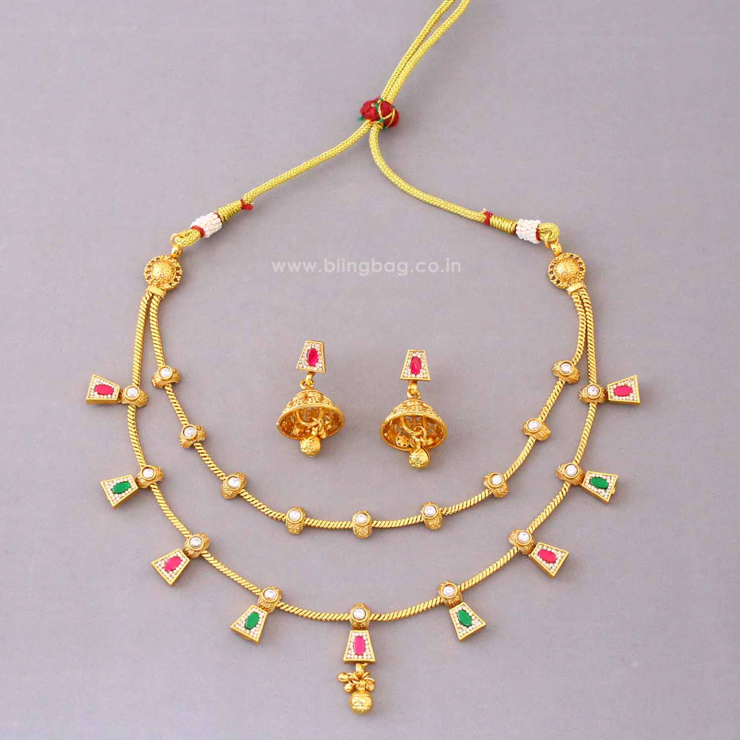 Multicolor Myraini Antique Jewellery Set- New Arrival