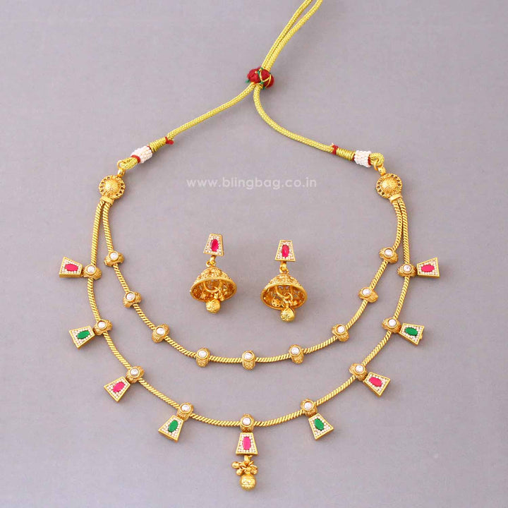 Multicolor Myraini Antique Jewellery Set- New Arrival
