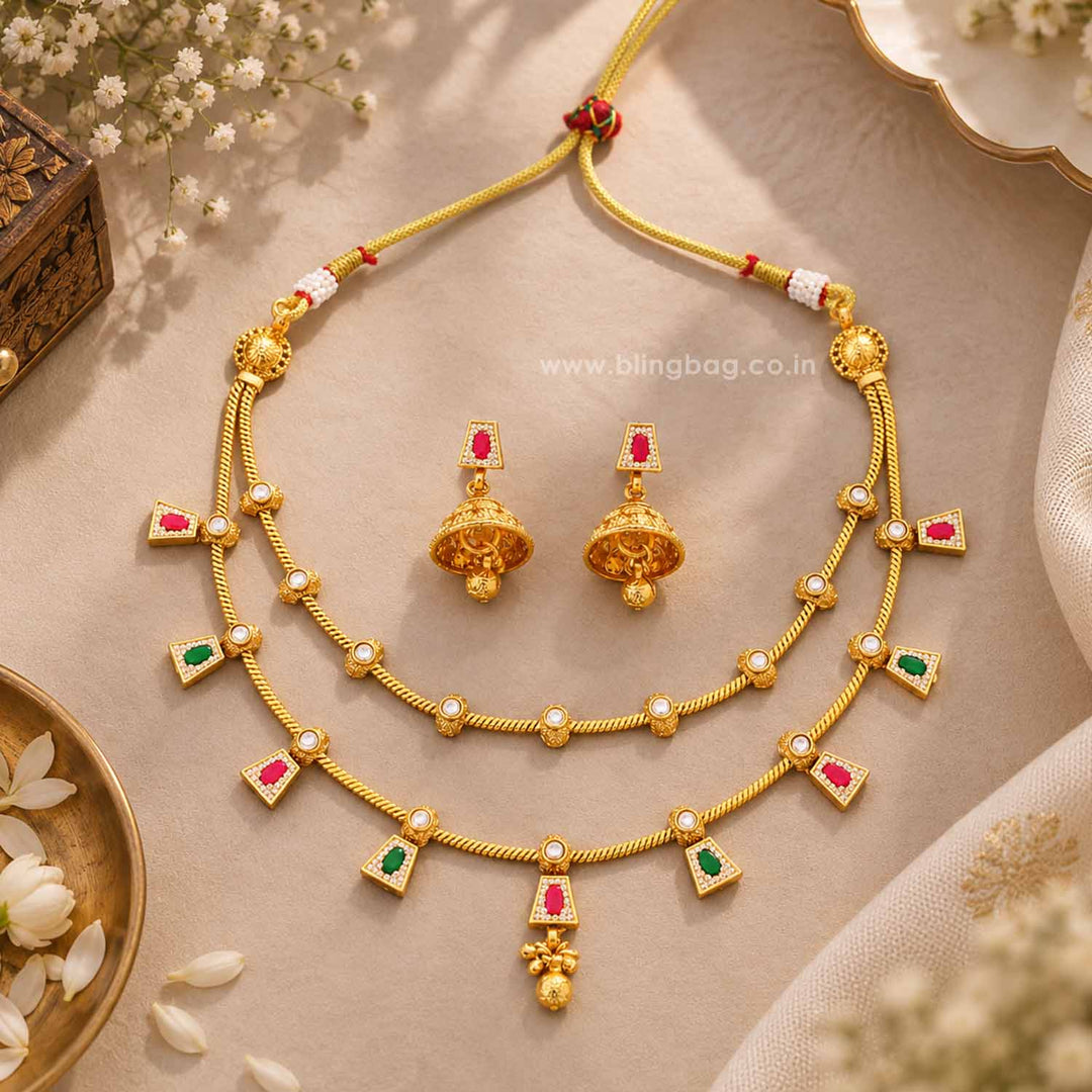 Multicolor Myraini Antique Jewellery Set- New Arrival