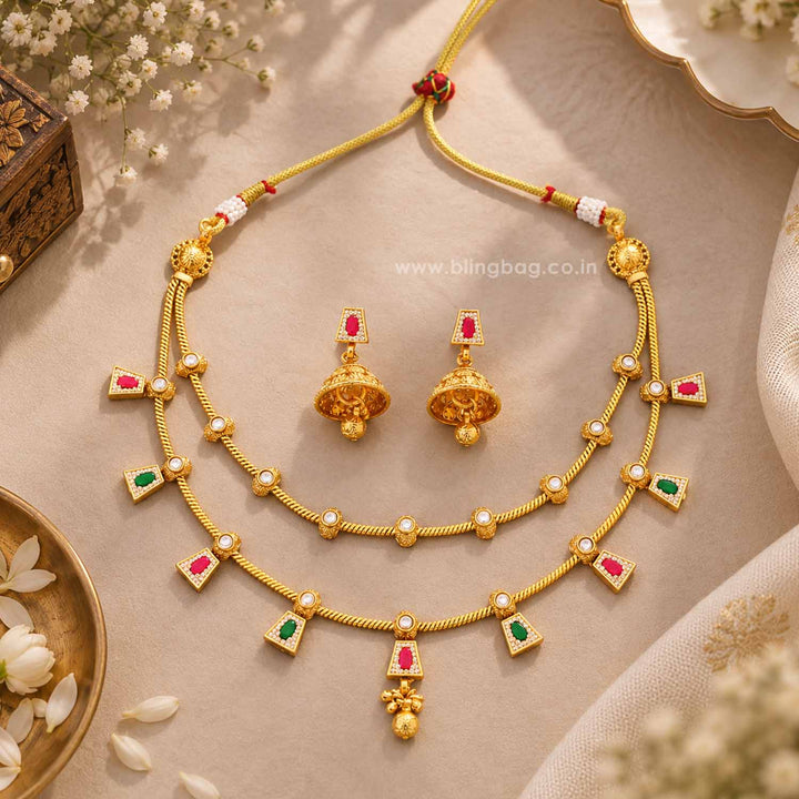 Multicolor Myraini Antique Jewellery Set- New Arrival