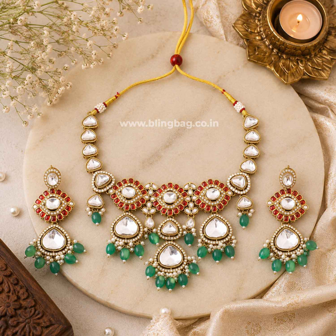 Multicolor Myraya Kundan Jewellery Set
