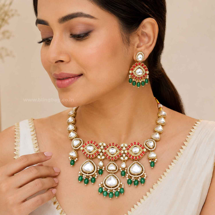 Multicolor Myraya Kundan Jewellery Set