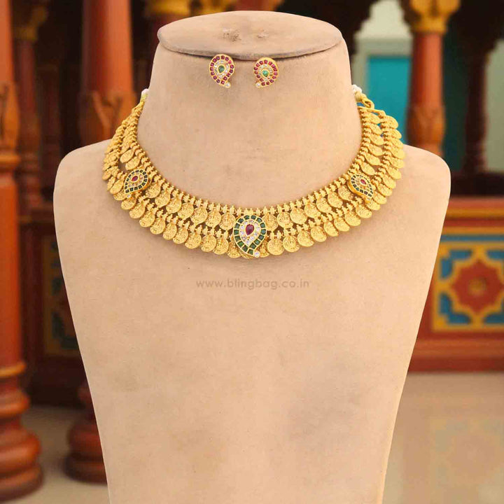 Golden NagaLakshmi Temple Jewellery Set - New Arrival