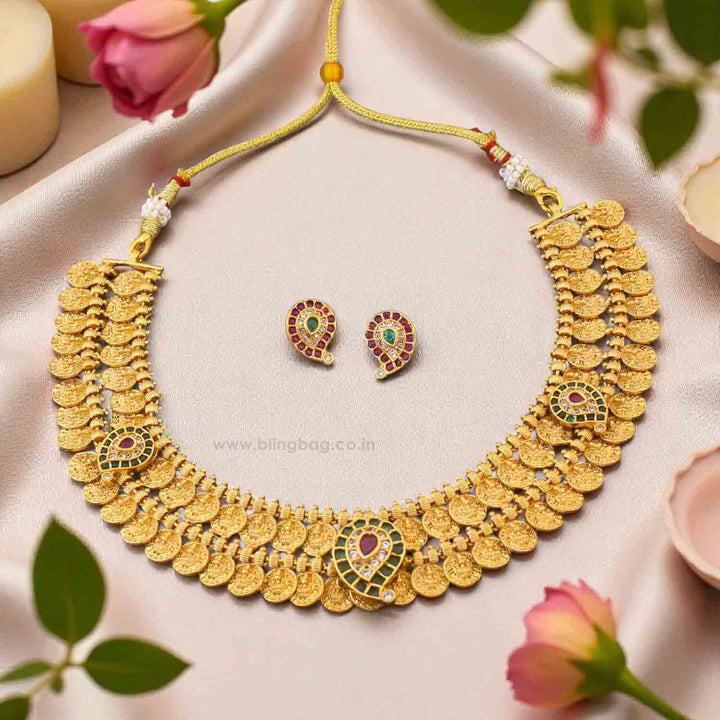 Golden NagaLakshmi Temple Jewellery Set - New Arrival