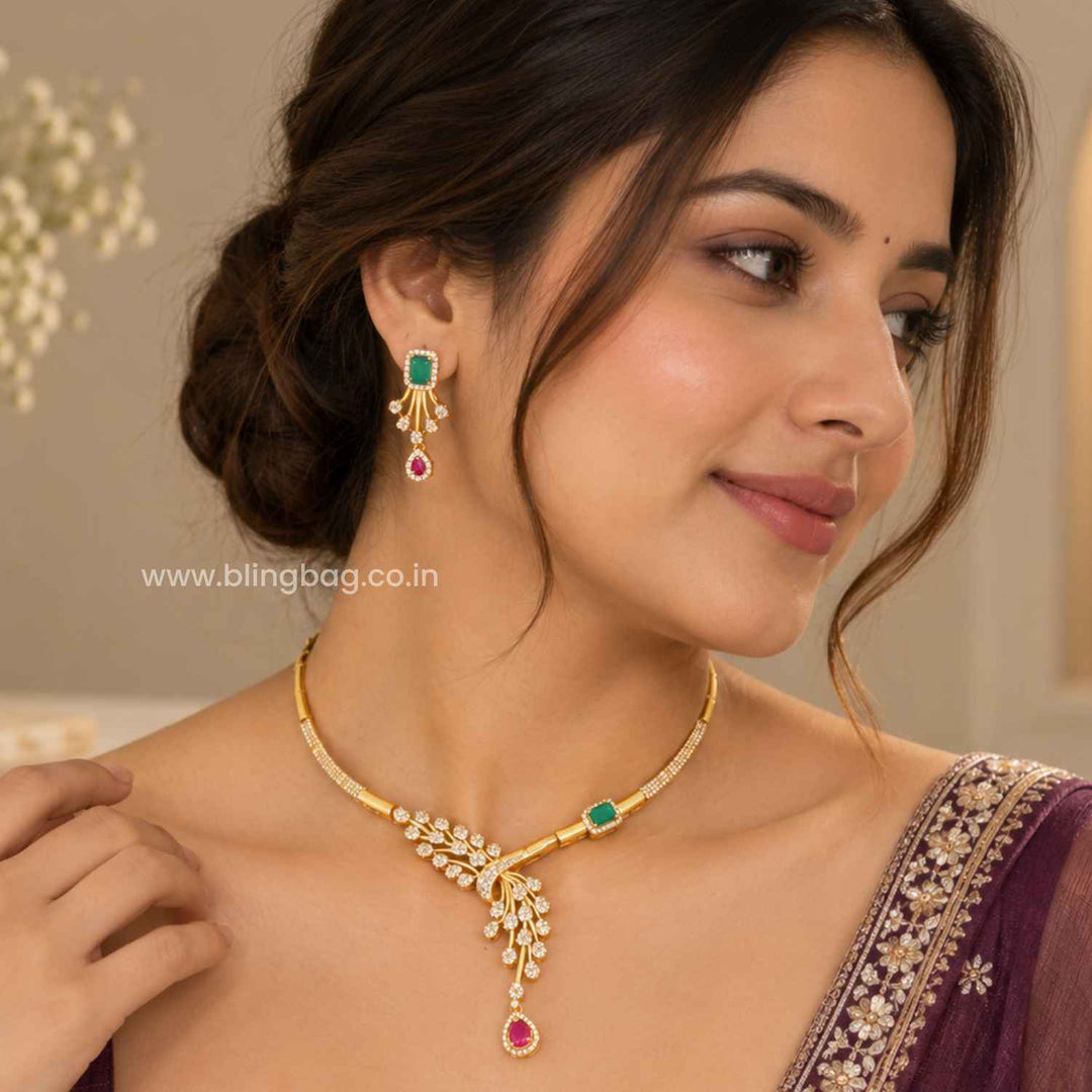 Multicolor Nandira Antique Jewellery Set- New Arrival