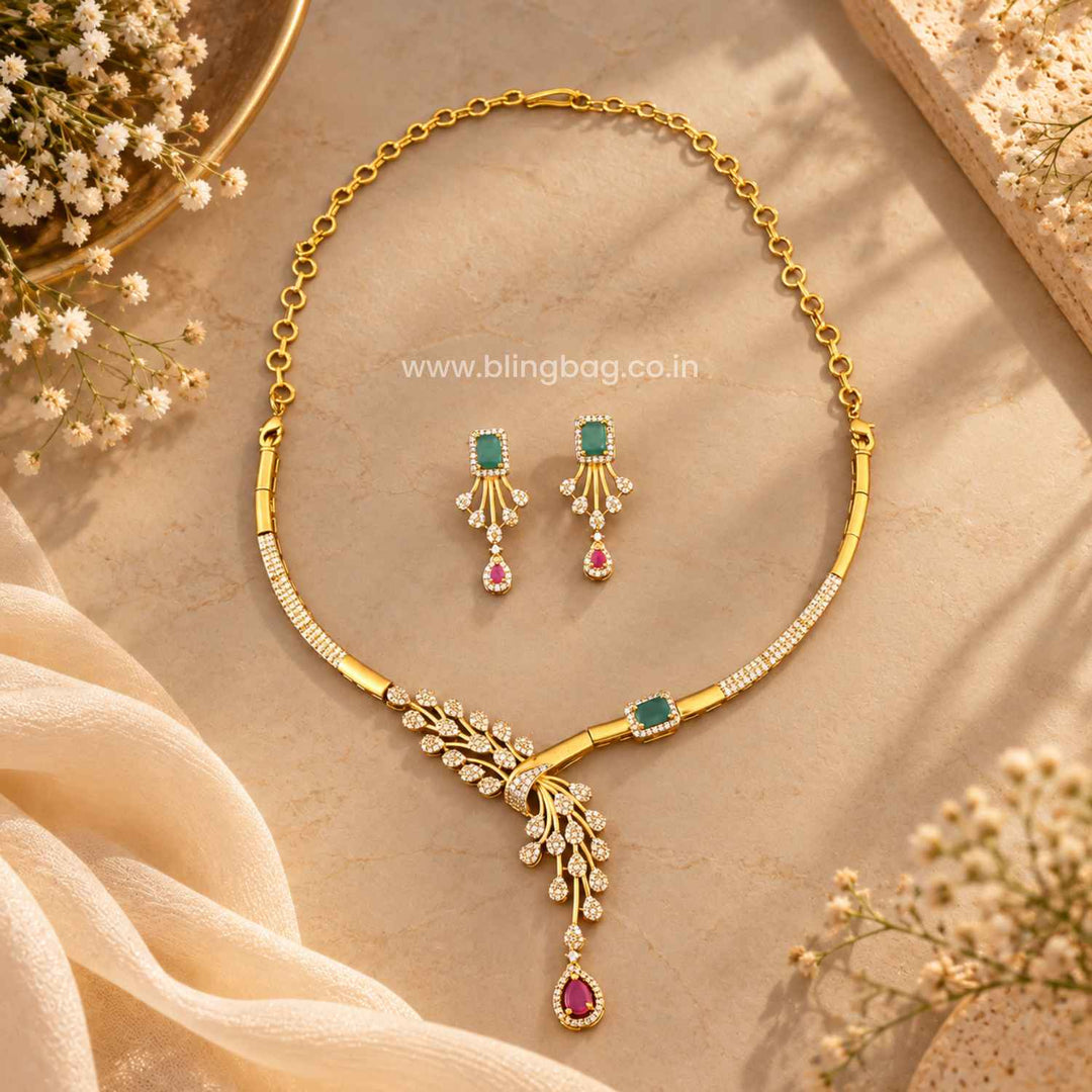 Multicolor Nandira Antique Jewellery Set- New Arrival