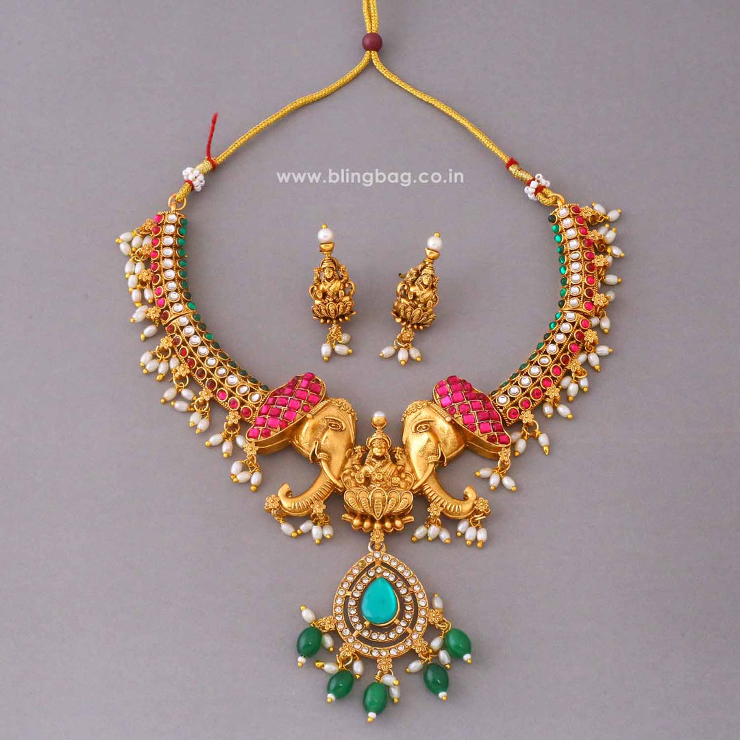 Multicolor Narmadaa Temple Jewellery Set- New Arrival
