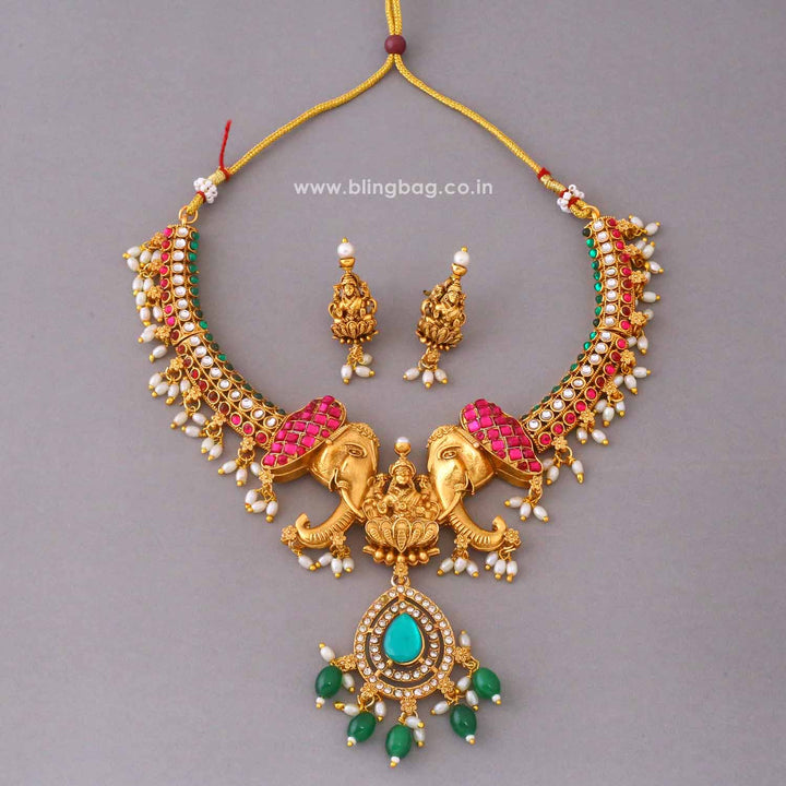 Multicolor Narmadaa Temple Jewellery Set- New Arrival