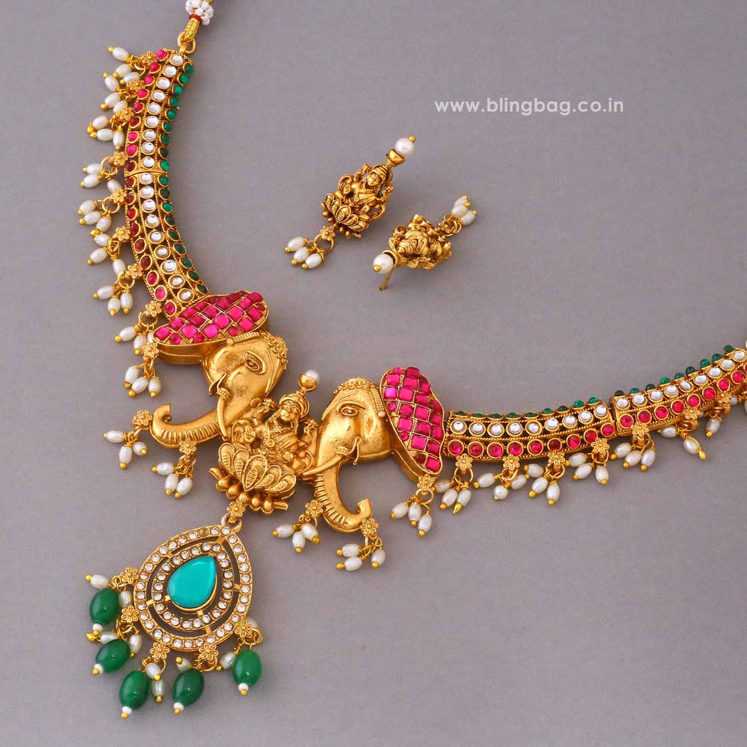 Multicolor Narmadaa Temple Jewellery Set- New Arrival