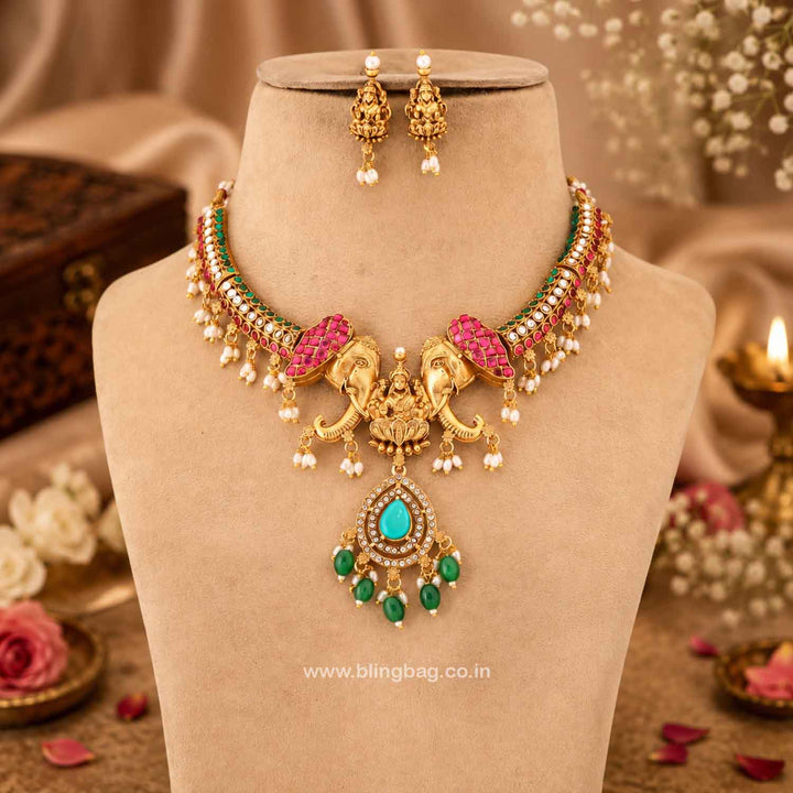 Multicolor Narmadaa Temple Jewellery Set- New Arrival