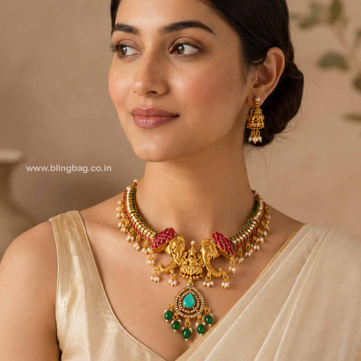 Multicolor Narmadaa Temple Jewellery Set- New Arrival