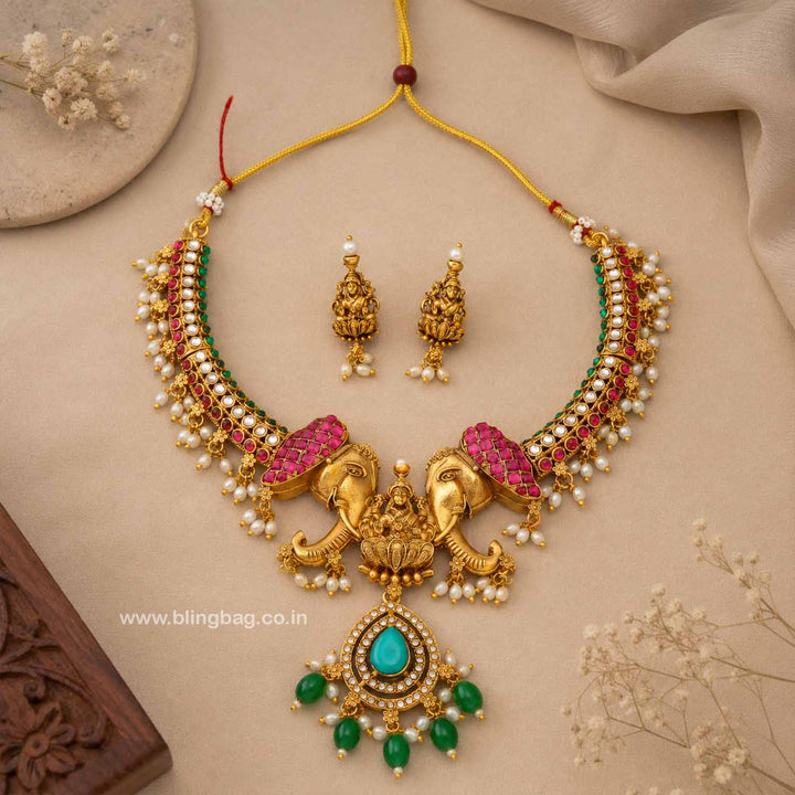 Multicolor Narmadaa Temple Jewellery Set- New Arrival