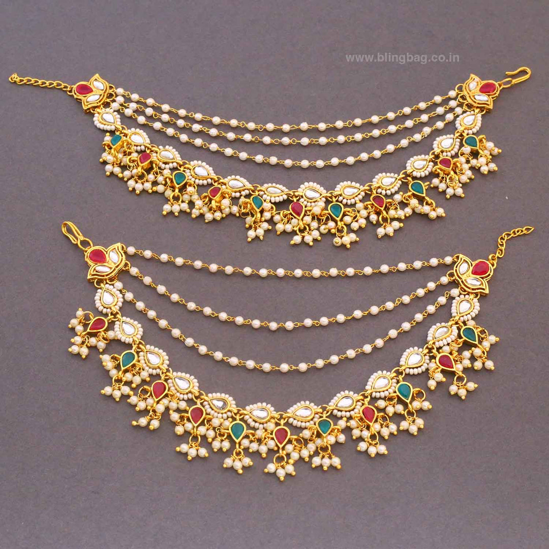 Multicolor Narmadai Antique Ear Chain