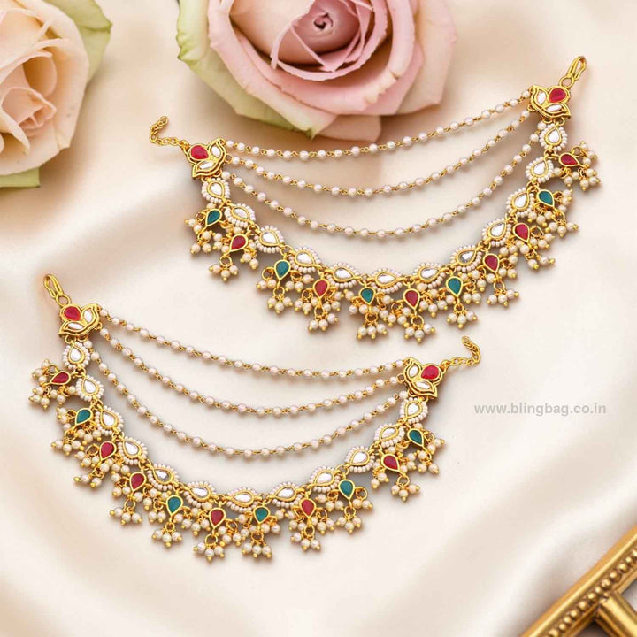 Multicolor Narmadai Antique Ear Chain