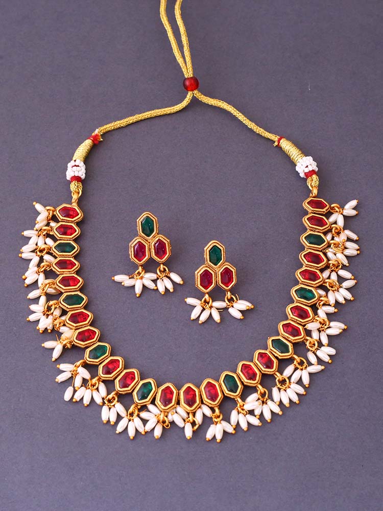 Multicolor Nilakantha Antique Jewellery Set - New Arrival