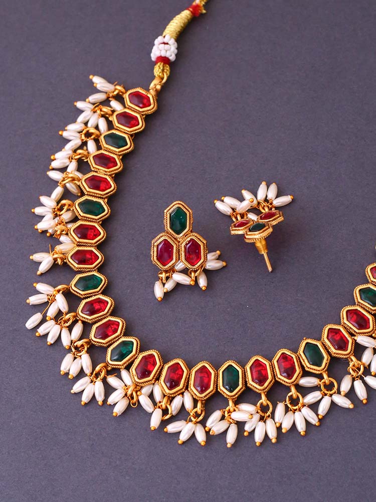 Multicolor Nilakantha Antique Jewellery Set - New Arrival