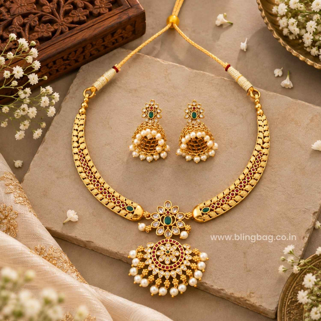 Multicolor Nirvi Antique Jewellery Set- New Arrival