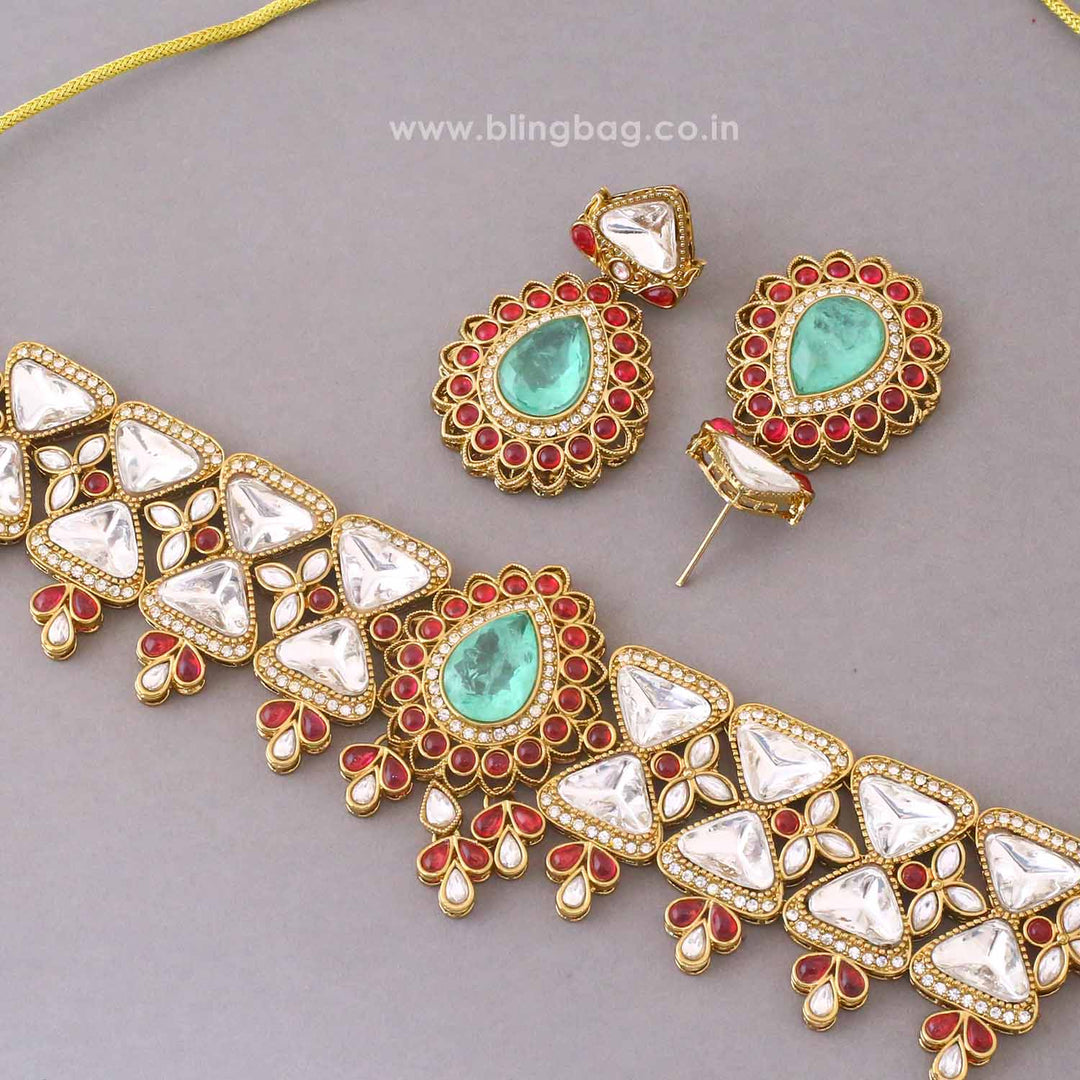 Multicolor Nishashi Kundan Jewellery Set