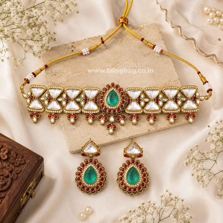 Multicolor Nishashi Kundan Jewellery Set