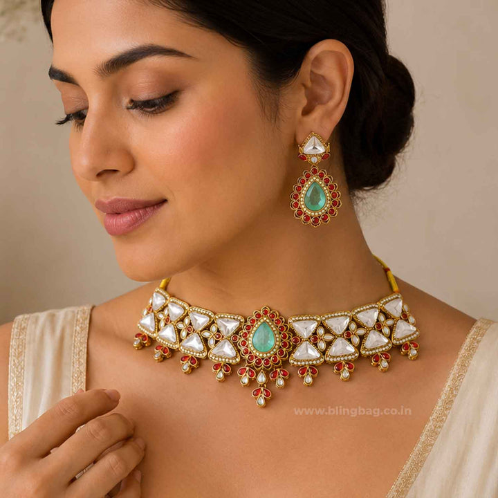 Multicolor Nishashi Kundan Jewellery Set