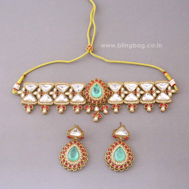 Multicolor Nishashi Kundan Jewellery Set