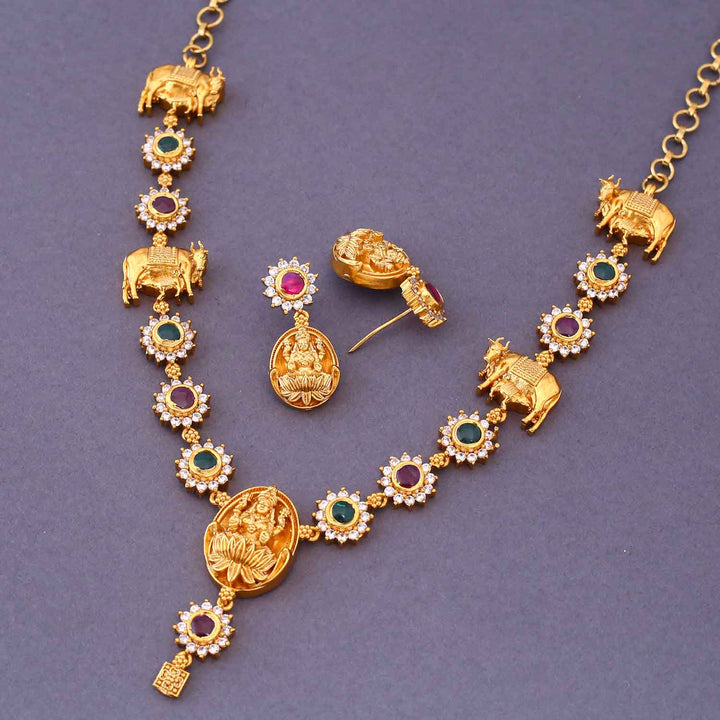 Multicolor Nityai Temple Jewellery Set- New Arrival