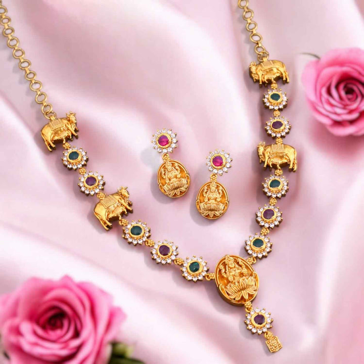 Multicolor Nityai Temple Jewellery Set- New Arrival