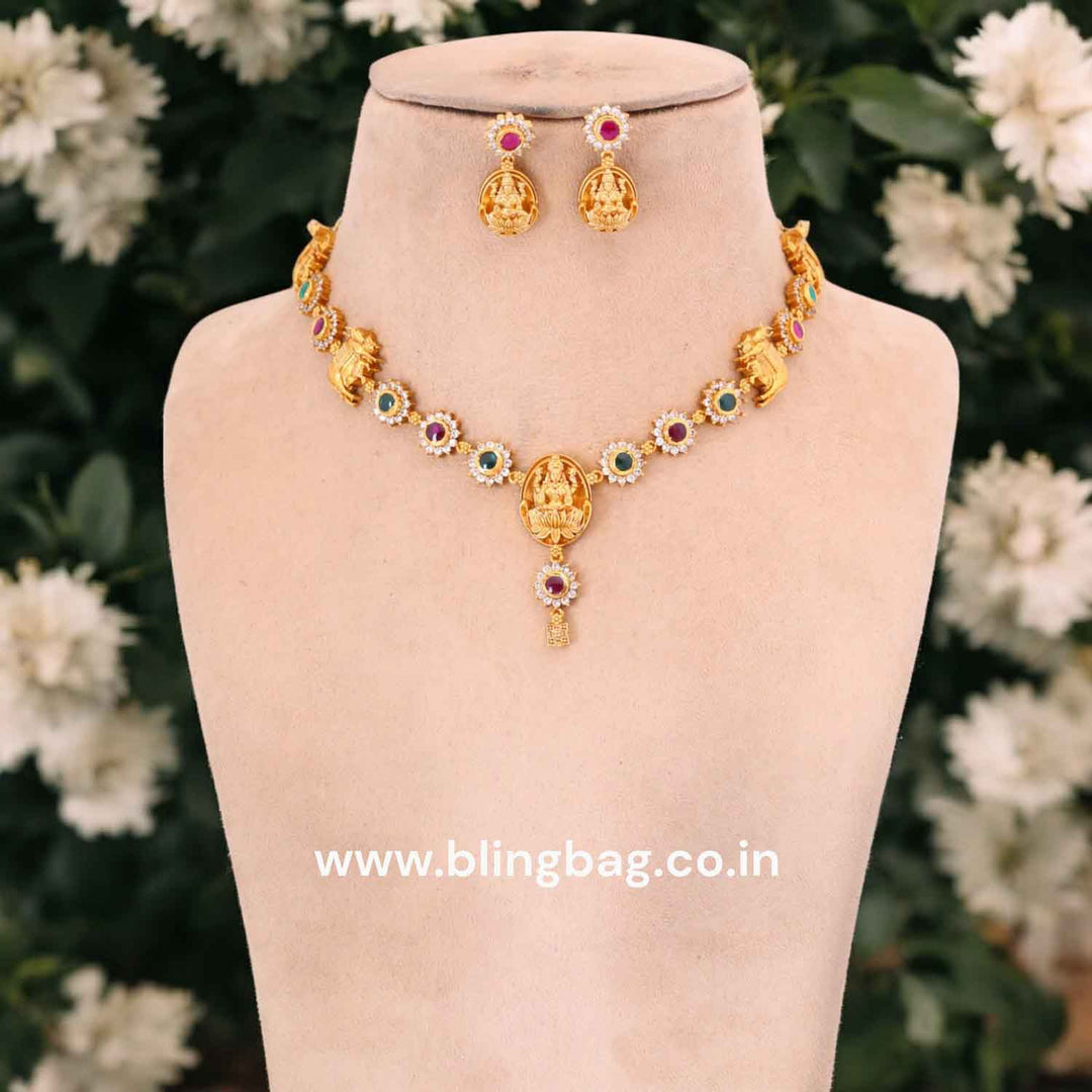 Multicolor Nityai Temple Jewellery Set- New Arrival