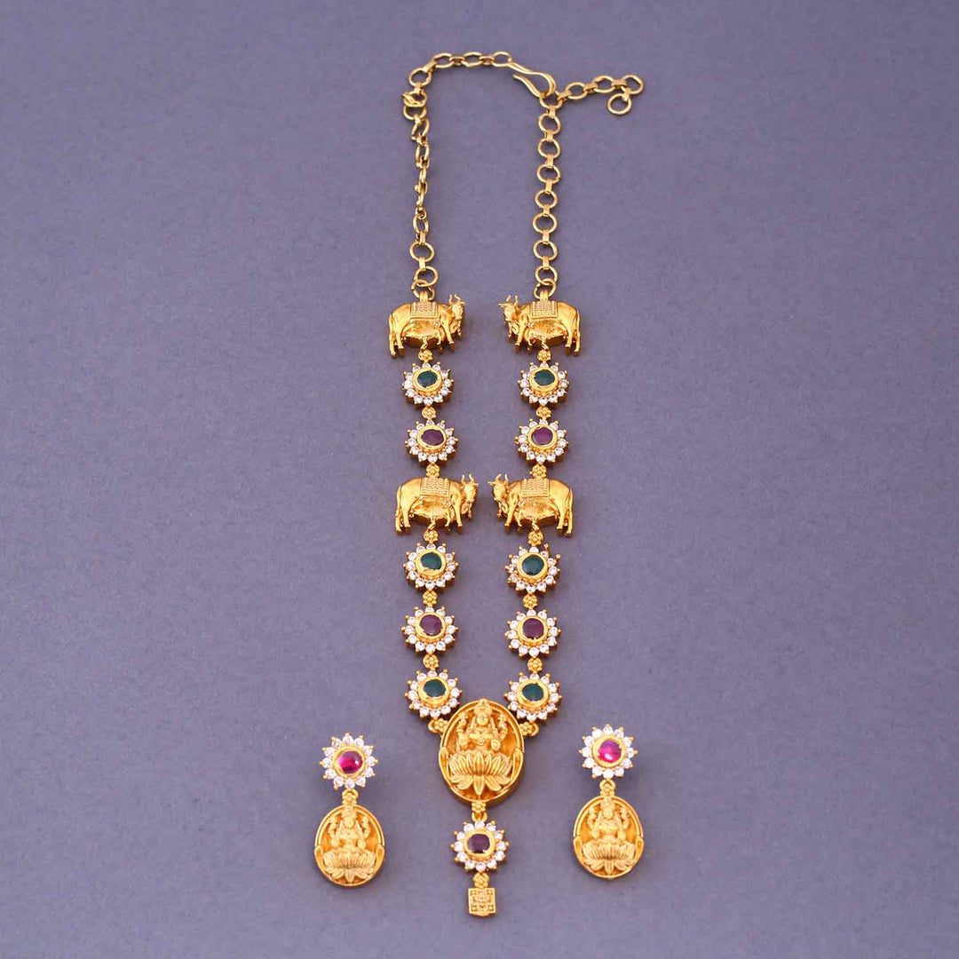 Multicolor Nityai Temple Jewellery Set- New Arrival