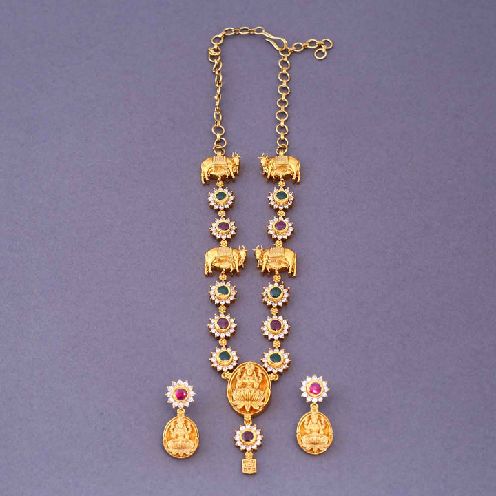 Multicolor Nityai Temple Jewellery Set- New Arrival