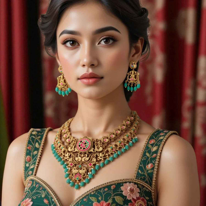 Multicolor Olivienne Temple Jewellery Set - New Arrival