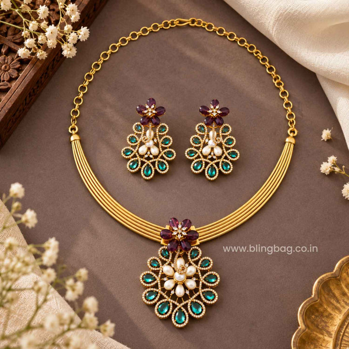 Multicolor Omisha Antique Jewellery Set- New Arrival