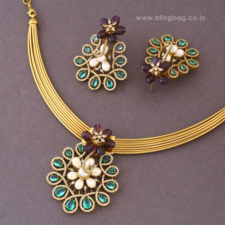 Multicolor Omisha Antique Jewellery Set- New Arrival