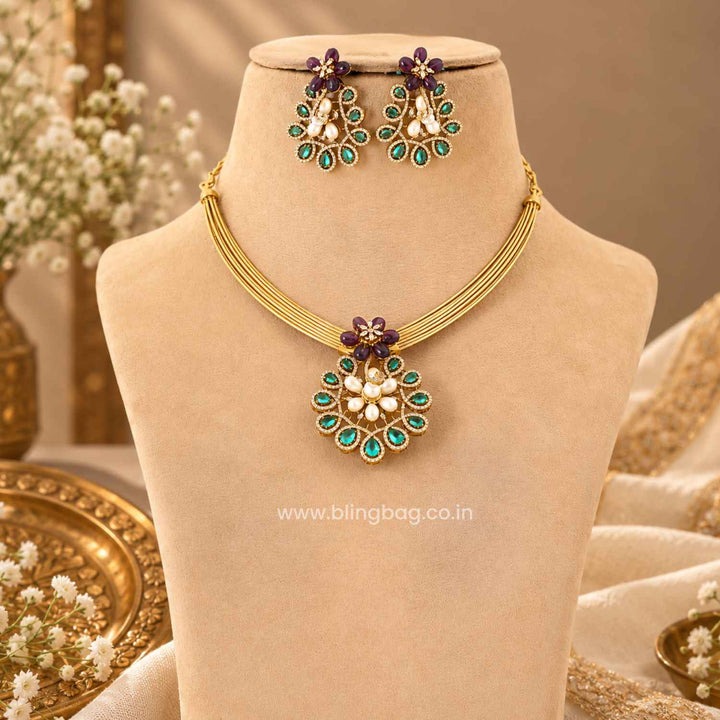 Multicolor Omisha Antique Jewellery Set- New Arrival