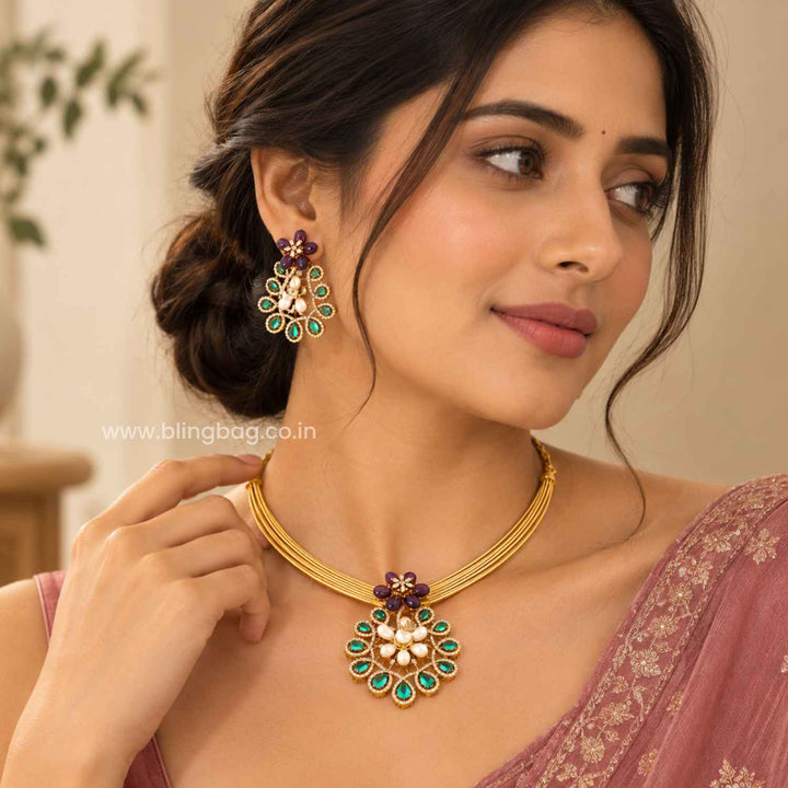 Multicolor Omisha Antique Jewellery Set- New Arrival