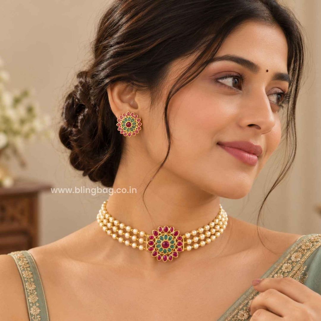 Multicolor Oorvika Antique Jewellery Set- New Arrival