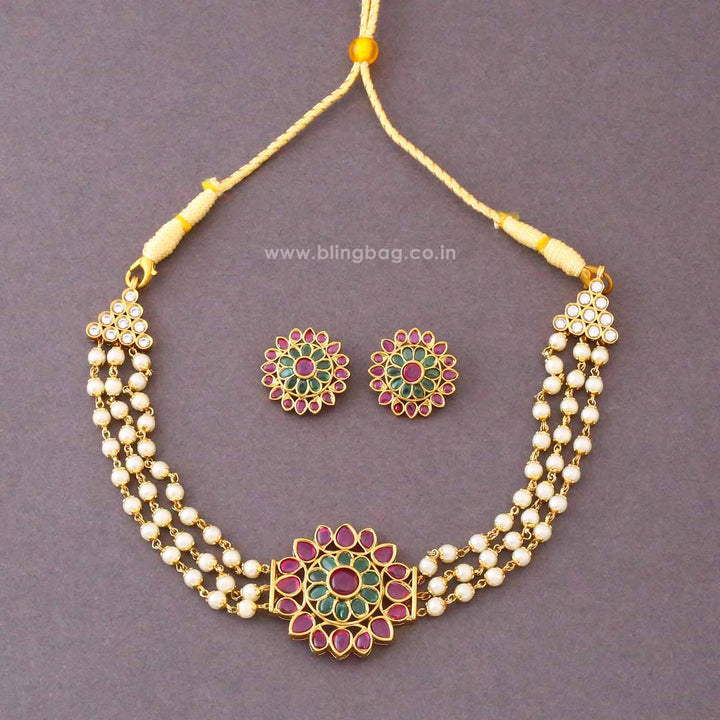 Multicolor Oorvika Antique Jewellery Set- New Arrival