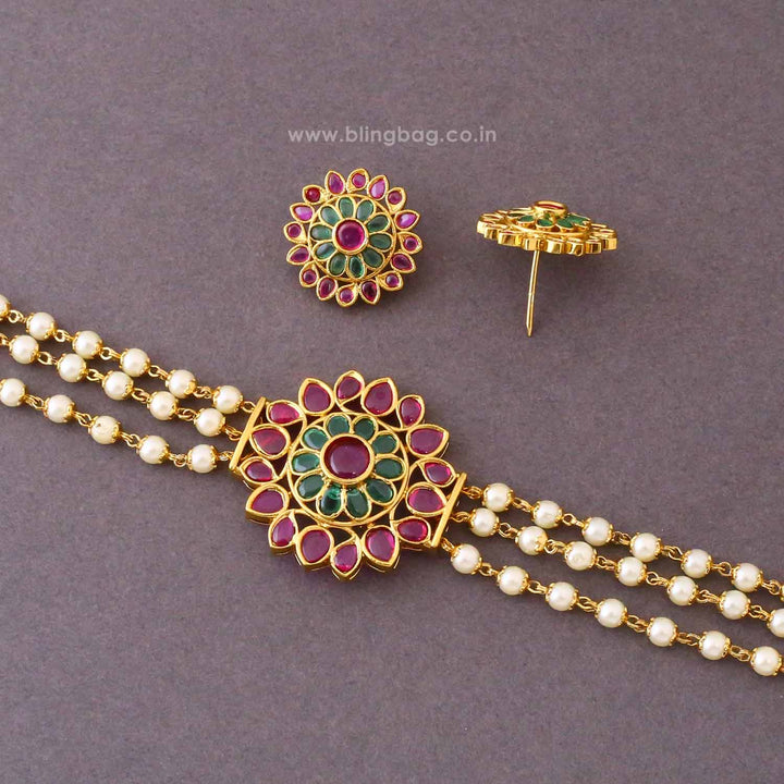 Multicolor Oorvika Antique Jewellery Set- New Arrival