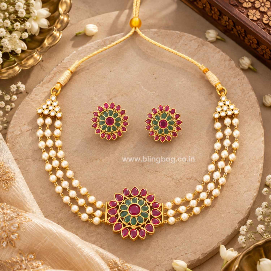Multicolor Oorvika Antique Jewellery Set- New Arrival