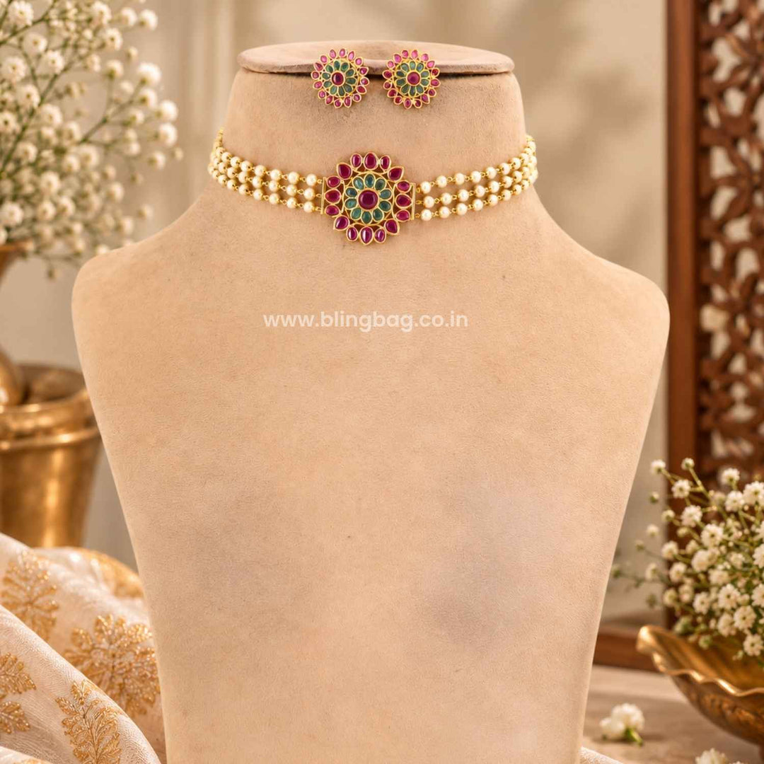 Multicolor Oorvika Antique Jewellery Set- New Arrival