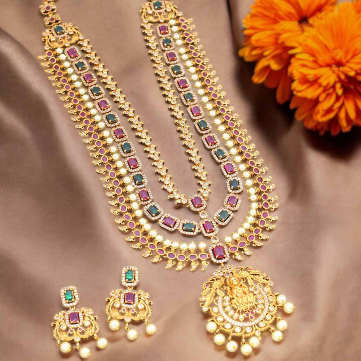 Multicolor Padma Temple Jewellery Set - New Arrival