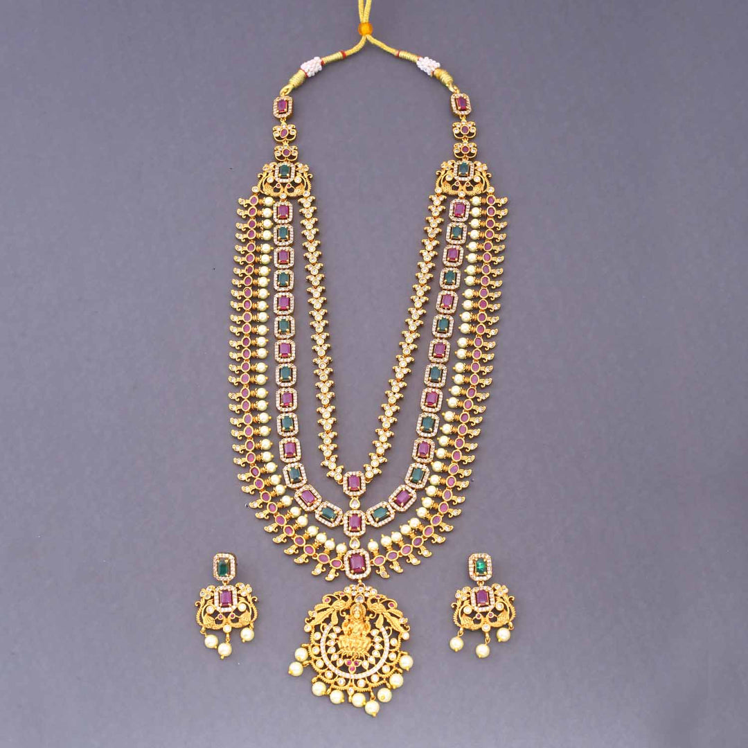 Multicolor Padma Temple Jewellery Set - New Arrival