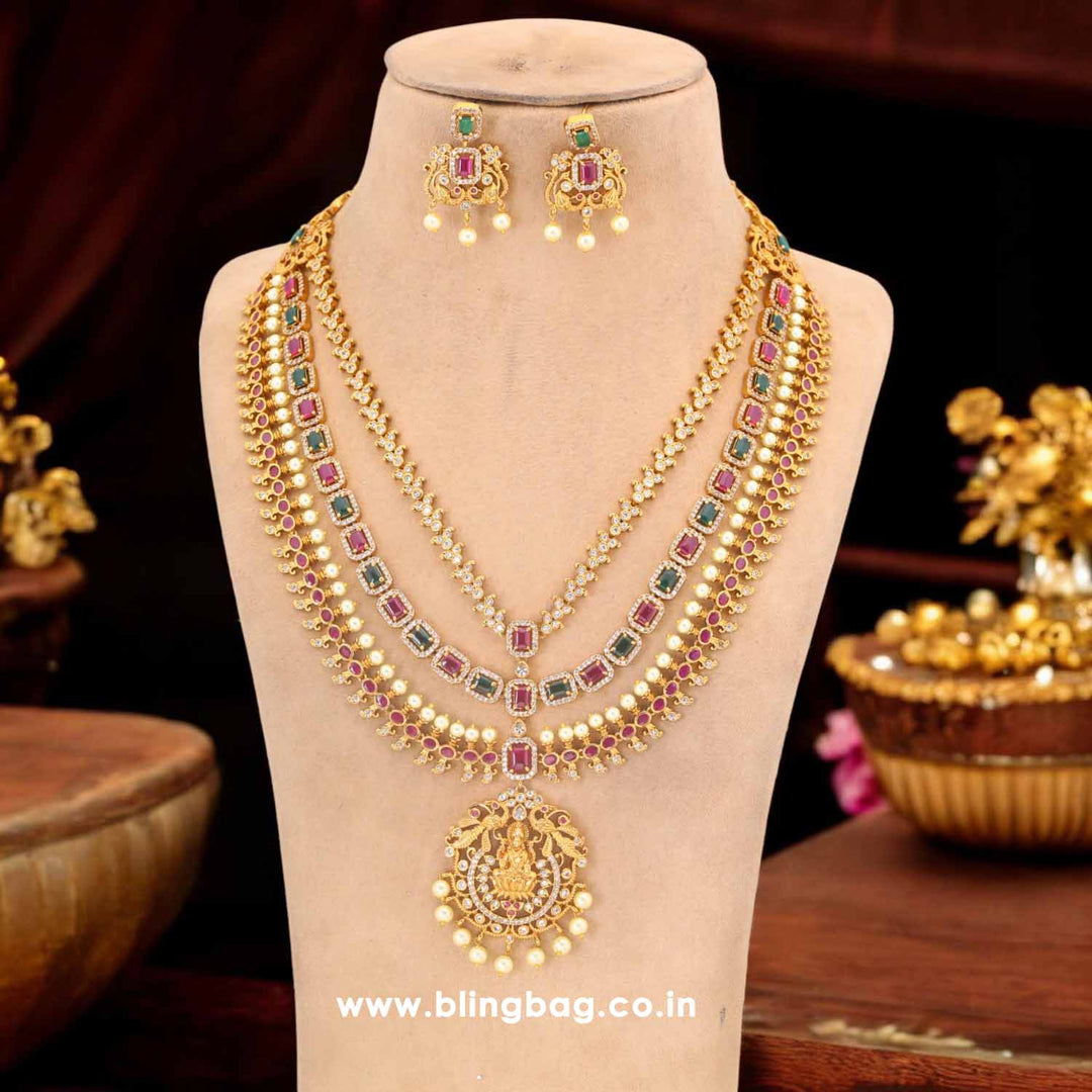 Multicolor Padma Temple Jewellery Set - New Arrival