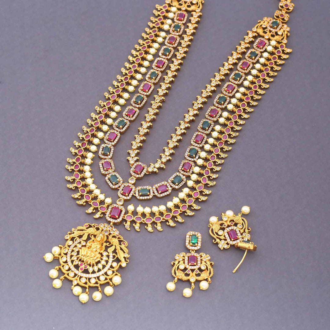 Multicolor Padma Temple Jewellery Set - New Arrival