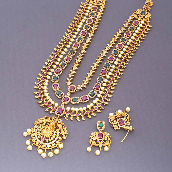 Multicolor Padma Temple Jewellery Set - New Arrival