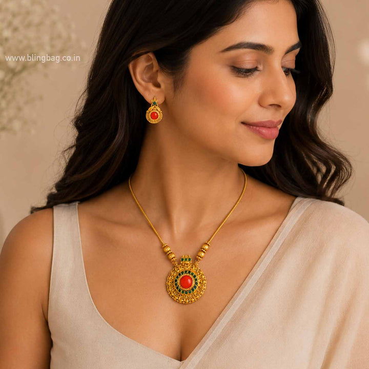 Multicolor Padmaita Temple Jewellery Set- New Arrival