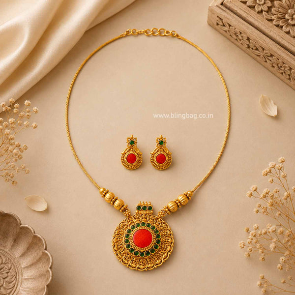 Multicolor Padmaita Temple Jewellery Set- New Arrival