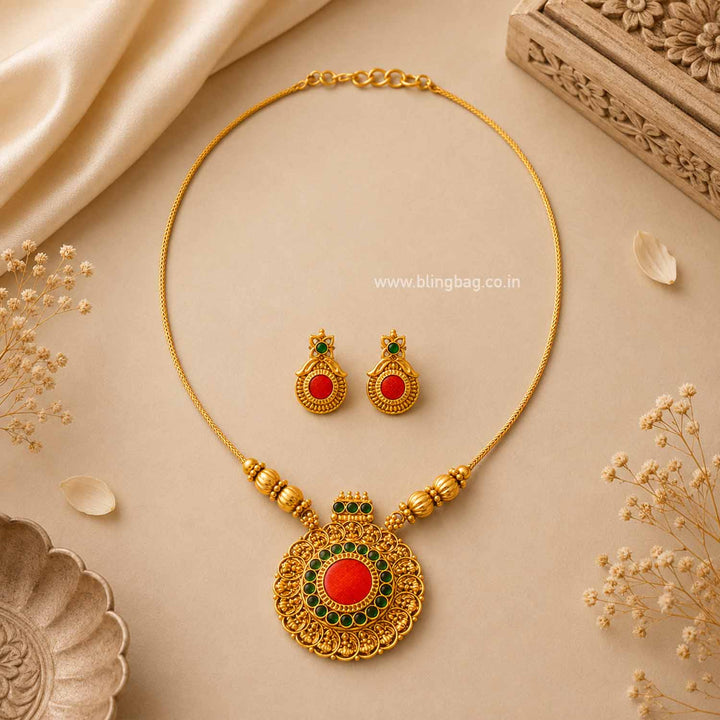 Multicolor Padmaita Temple Jewellery Set- New Arrival